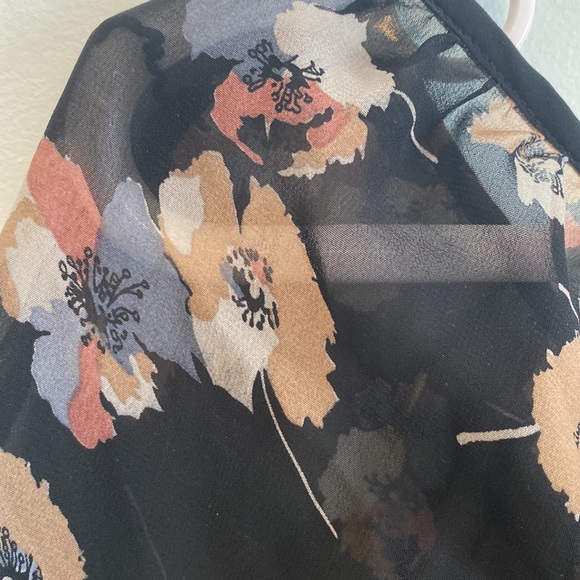 George Floral Flowy Black Print Sheer Blouse, Size Medium - Picture 3 of 5